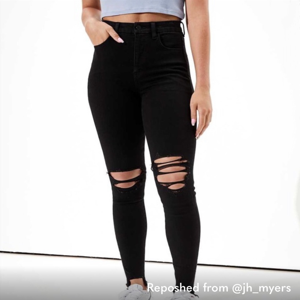 🎉 HOST PICK 🎉AMERICAN EAGLE CURVY SUPER HI-RISE JEGGINGS BLK SZ 10